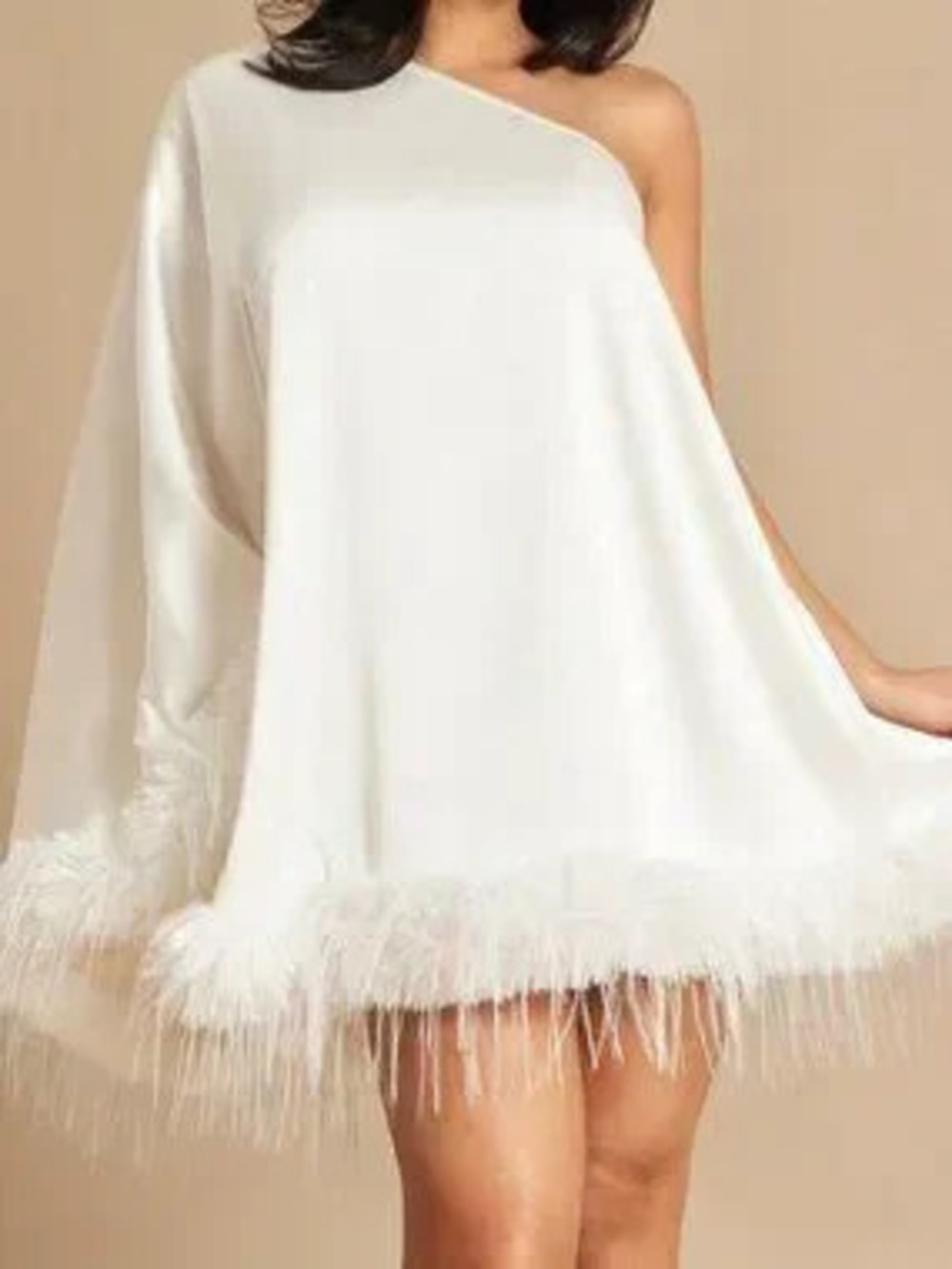 ZARA White Casual Women's One-Shoulder A-Line Satin Mini Dress